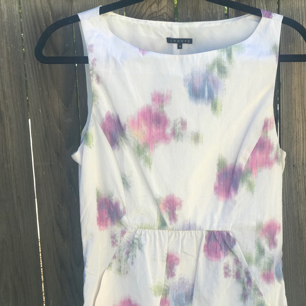 Theory white floral shift dress